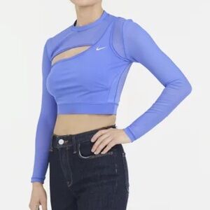 Nike Women's Blue Long Sleeve Crop Top